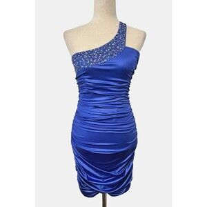 ISSUE NEW YORK Evening Bodycon Mini Dress Women's 2 Periwinkle One Shoulder Y2K